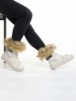 Дамски чизми  бежови  от текстилен материал  Rosalba