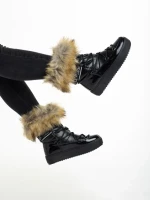 Дамски чизми  черни  от текстилен материал  Rosalba