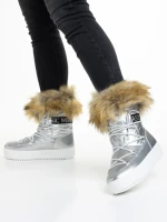 Дамски чизми  сребристи  от текстилен материал  Rosalba