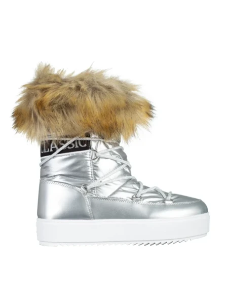 Дамски чизми  сребристи  от текстилен материал  Rosalba