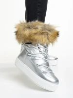 Дамски чизми  сребристи  от текстилен материал  Rosalba