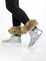 Дамски чизми  сребристи  от текстилен материал  Rosalba