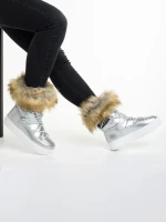 Дамски чизми  сребристи  от текстилен материал  Rosalba