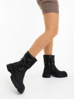 Дамски чизми черни от екологична кожа и синтетичен материал Linora