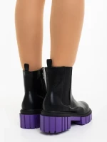 Дамски боти черни с лилаво от екологична кожа Impera