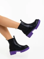 Дамски боти черни с лилаво от екологична кожа Impera