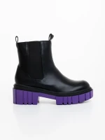 Дамски боти черни с лилаво от екологична кожа Impera