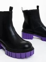 Дамски боти черни с лилаво от екологична кожа Impera