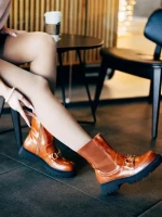 Дамски боти камел от екологична кожа Aurona