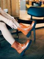 Дамски боти камел от екологична кожа Aurona