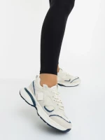 Дамски спортни обувки бежово със синьо от екологична кожа и текстилен материал Revana