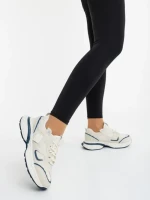 Дамски спортни обувки бежово със синьо от екологична кожа и текстилен материал Revana