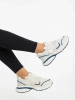 Дамски спортни обувки бежово със синьо от екологична кожа и текстилен материал Revana