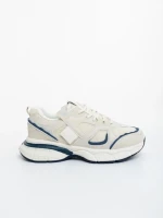 Дамски спортни обувки бежово със синьо от екологична кожа и текстилен материал Revana