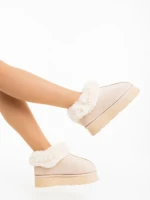 Дамски чехли светло бежови от текстилен материал Astria