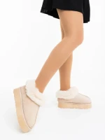 Дамски чехли светло бежови от текстилен материал Astria