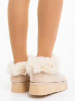 Дамски чехли светло бежови от текстилен материал Astria