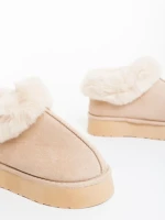 Дамски чехли светло бежови от текстилен материал Astria