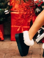 Дамски чехли черни от текстилен материал Astria