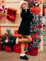 Дамски чехли черни от текстилен материал Astria