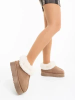 Дамски чехли  светло бежови от текстилен материал Astria