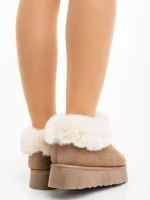 Дамски чехли  светло бежови от текстилен материал Astria