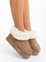 Дамски чехли  светло бежови от текстилен материал Astria