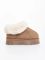 Дамски чехли  светло бежови от текстилен материал Astria