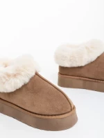 Дамски чехли  светло бежови от текстилен материал Astria