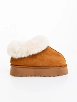 Дамски чехли камел от текстилен материал Astria