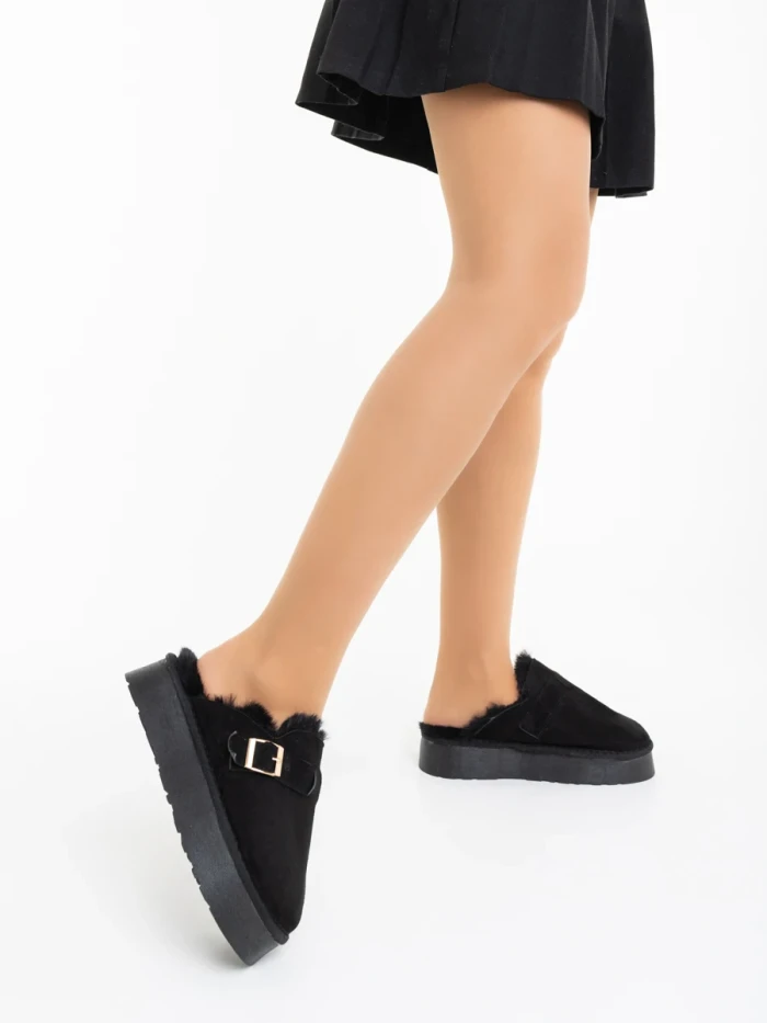 Дамски чехли черни от текстилен материал Sorella