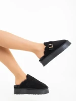 Дамски чехли черни от текстилен материал Sorella