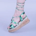 Дамски сандали Afina зелени на цветя