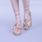 Дамски сандали Afina оранжеви на цветя