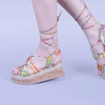 Дамски сандали Afina оранжеви на цветя