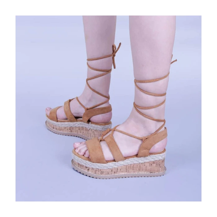 Дамски сандали Afina камел