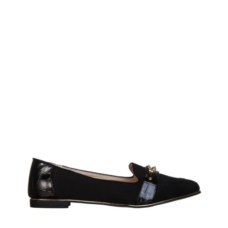 Дамски мокасини черни от текстилен материал  Norah