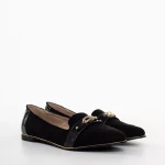 Дамски мокасини черни от текстилен материал  Norah