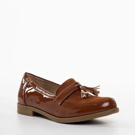 Дамски мокасини камел от еко кожа Simy