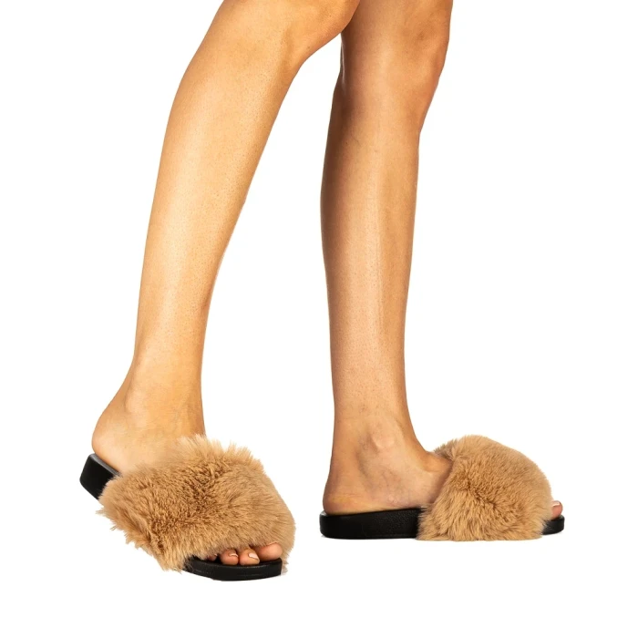 Дамски чехли Connie бежови