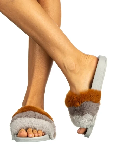 Дамски чехли Drima сиви