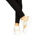 Дамски спортни обувки Biona бели с каки