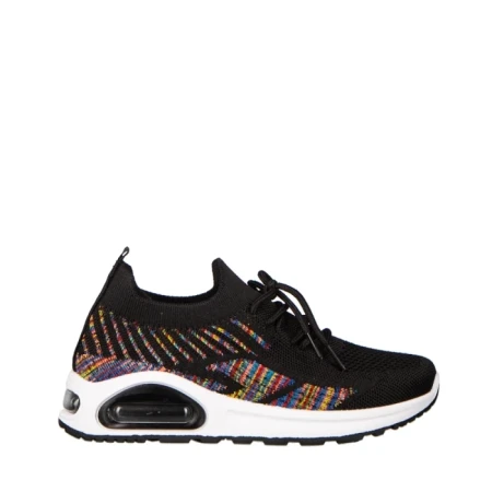 Дамски спортни обувки  черни с бяло от текстилен материал  Ikel