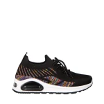 Дамски спортни обувки  черни с бяло от текстилен материал  Ikel