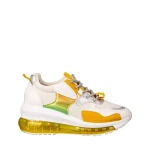 Дамски спортни обувки жълти от еко кожа и текстилен материал  Tursa