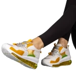 Дамски спортни обувки жълти от еко кожа и текстилен материал  Tursa