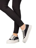 Дамски кецове черни от текстилен материал  Tranta