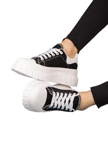 Дамски кецове черни от текстилен материал  Abon