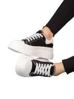 Дамски кецове черни от текстилен материал  Abon