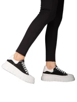 Дамски кецове черни от текстилен материал  Abon